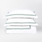 Amity home savona duvet cover in mineral   crisp white striped embroidery
