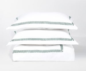 Amity home savona duvet cover in mineral   crisp white striped embroidery