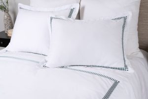 Amity home savona duvet cover in mineral   white with striped embroidery