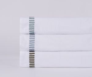 Amity home savona duvet cover in white with laurel stripe   embroidered stripe