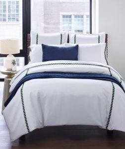 Amity home turin duvet cover kale   triangle pattern trim