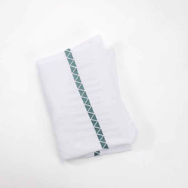 Amity home turin duvet cover in white with peacock   geometric triangle embroidery