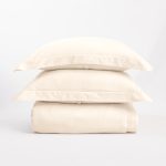 Amity home murano duvet cover in ivory   elegant satin stitch border