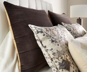 Amity home keating duvet cover in chocolate brown   horizontal channel stitching