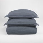 Amity home cambria duvet cover in steel blue   subtle textured stripes