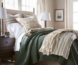 Amity home rockwell duvet cover in deep green   quilted texture