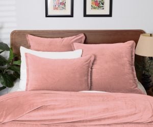 Amity home tahoma duvet cover in blush   washed velvet texture