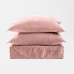 Amity home tahoma duvet cover in blush   frayed edge texture