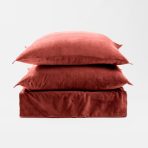 Amity home tahoma duvet cover in brick   frayed edge detail