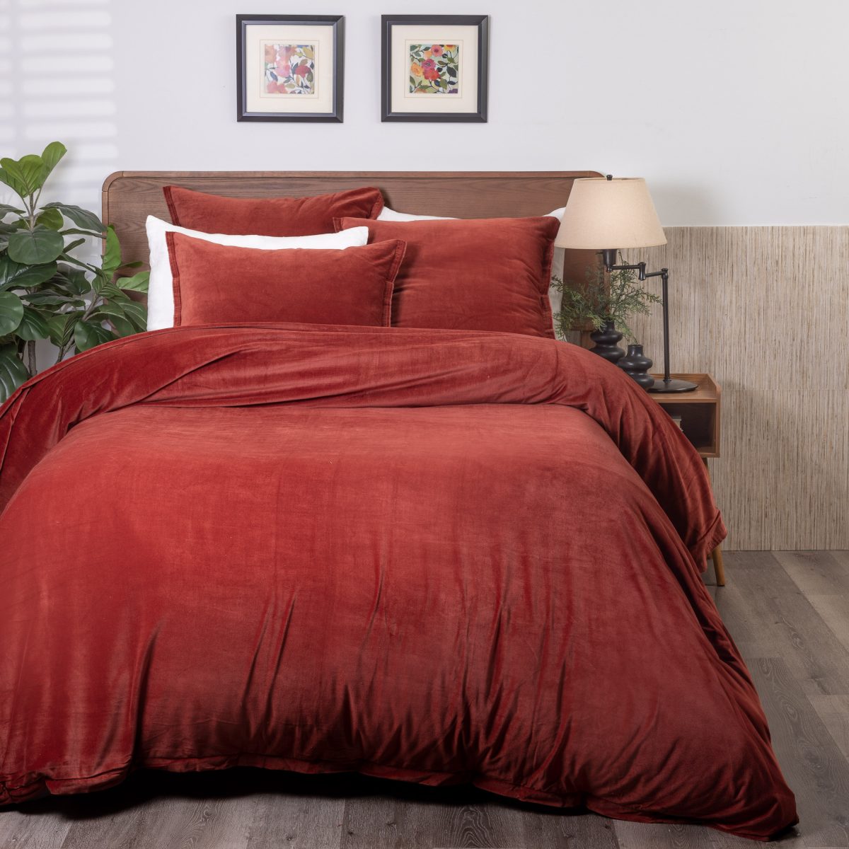 Amity home tahoma duvet cover in brick   plush velvet texture