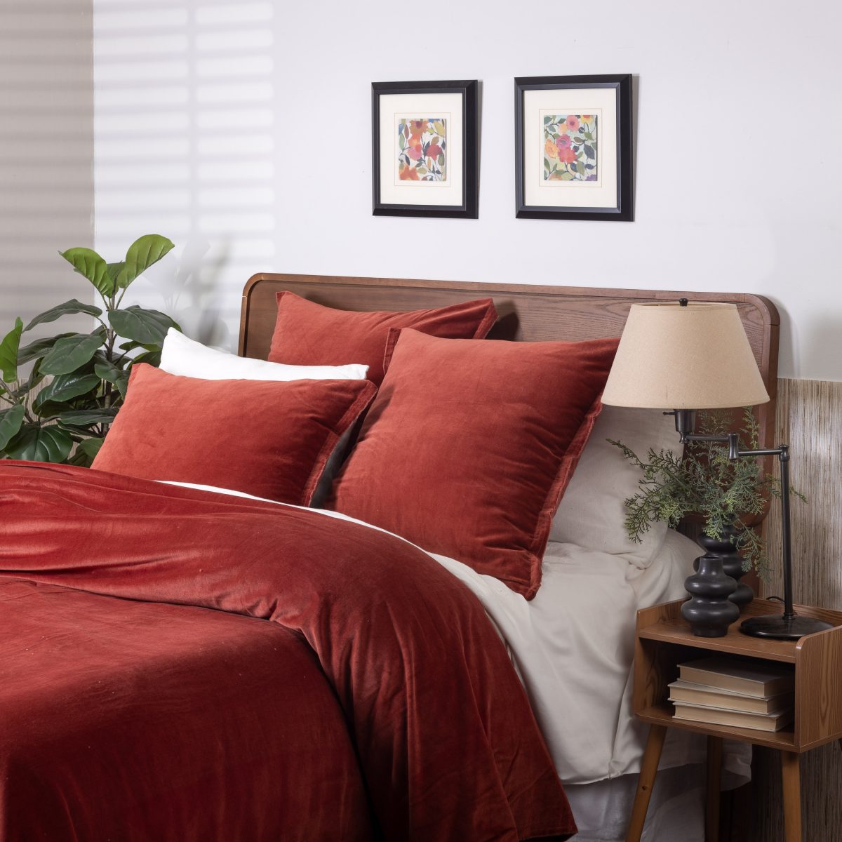 Amity home tahoma duvet cover in brick   plush velvet texture