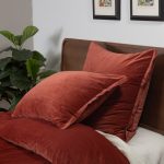 Amity home tahoma duvet cover in brick   plush velvet with raw edge