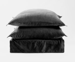 Amity home tahoma duvet cover in charcoal   soft velvet texture