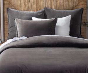 Amity home tahoma duvet cover in charcoal   washed velvet texture