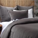 Amity home tahoma duvet cover in charcoal   washed linen texture