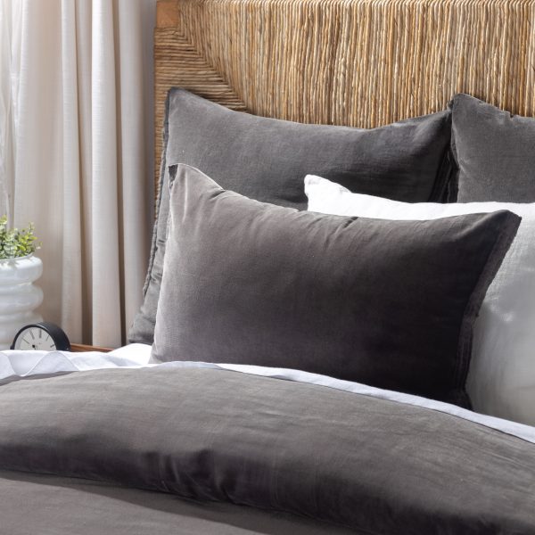 Amity Home Tahoma Duvet Cover in Charcoal - Washed Linen Texture