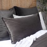 Amity home tahoma duvet cover in charcoal   raw edge stitching