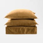 Amity home tahoma duvet cover in ochre   soft velvet texture