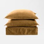 Amity home tahoma duvet cover in ochre   soft velvet texture