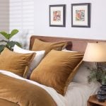 Amity home tahoma duvet cover in ochre   plush velvet texture