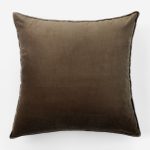 Amity home sloane pillow in tobacco   plush velvet with piped edges