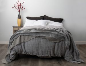 Amity home brisbane duvet cover in asphalt   layered frayed edges