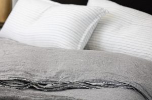 Amity home brisbane linen duvet cover in grey chambray   relaxed linen texture