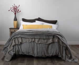 Amity home brisbane duvet cover in asphalt   ruffled linen layers