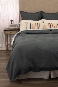 Amity home brisbane linen duvet cover in steel blue   frayed edge