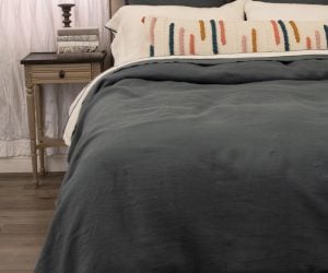 Amity home brisbane linen duvet cover in steel blue   frayed edge