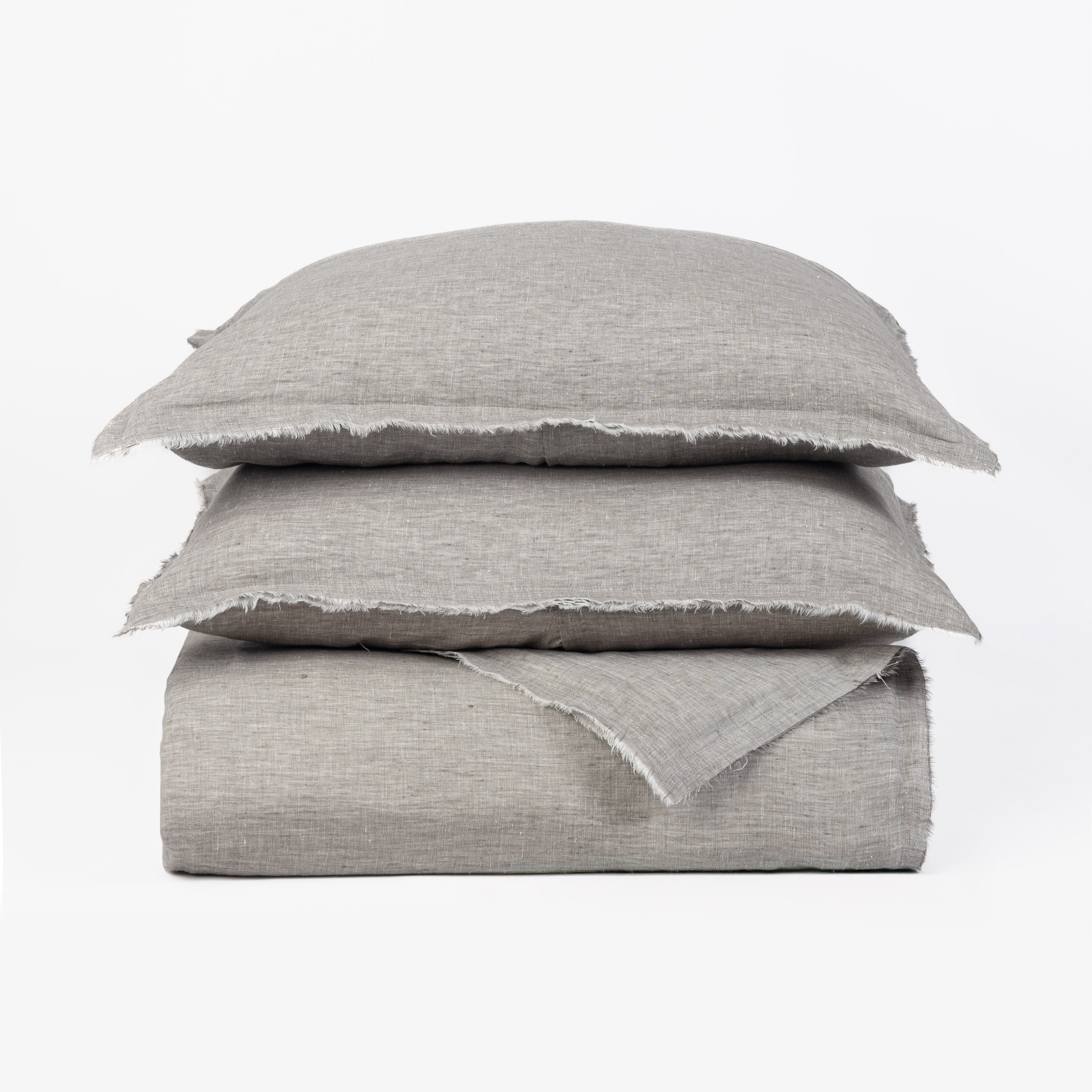 15464gmal9 | Amity Home Amity home brisbane linen duvet cover in grey chambray frayed edge detail