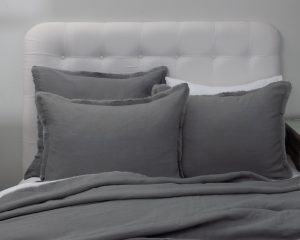 Amity home brisbane linen duvet cover in neutral grey   frayed edges