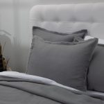 Amity home brisbane linen duvet cover in neutral grey   frayed edge detail