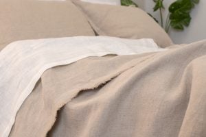 Amity home brisbane linen duvet cover in natural   frayed edge detail