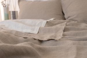 Amity home brisbane linen duvet cover in natural   frayed edge detail