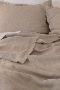 Amity home brisbane linen duvet cover in natural   frayed edges