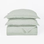 Amity home brisbane linen duvet cover in seaglass   frayed edge detail