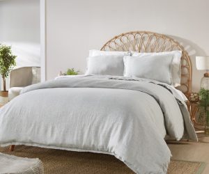 Amity home brisbane linen duvet cover in seaglass   frayed edges