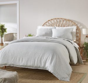 Amity home brisbane linen duvet cover in seaglass   frayed edges