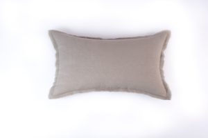 Amity home brisbane linen sham in ash grey   frayed edge detail