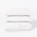 Amity home brisbane linen duvet cover in white   frayed edge detail