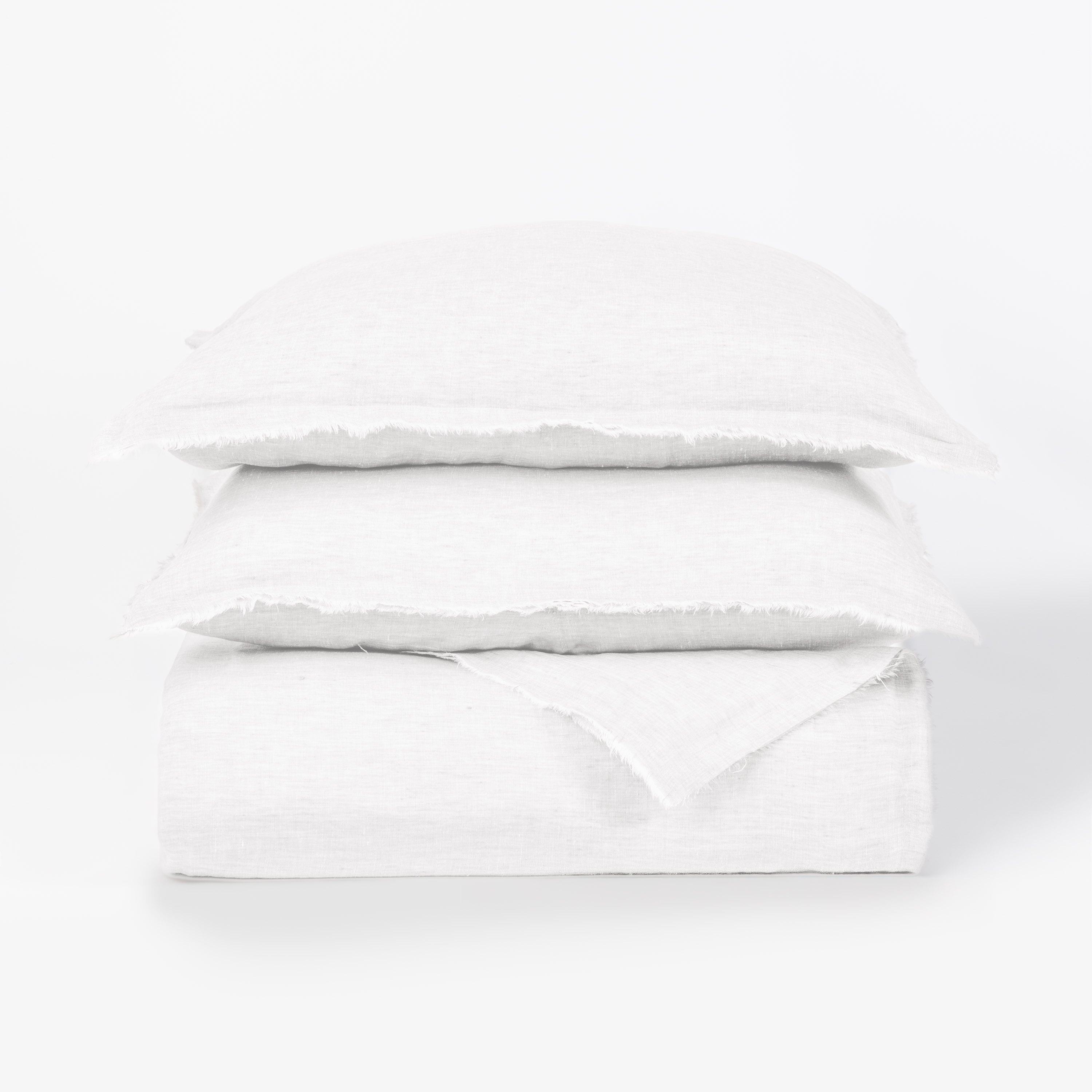 15464wmal21 | Amity Home Amity home brisbane linen duvet cover in white frayed edge detail
