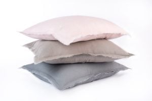Amity home brisbane linen duvet cover in ash grey   frayed edge detail