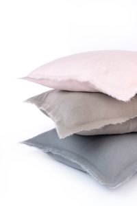 Amity home brisbane linen duvet cover in ash grey   frayed edge detail