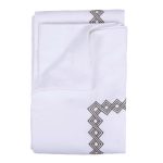 Amity home victoria  amalfi collection in white with charcoal embroidery   geometric border