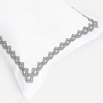 Amity home amalfi duvet cover in white with asphalt   geometric border pattern