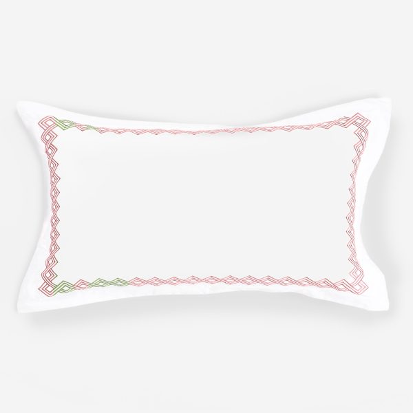 Amity home amalfi sham in coral   geometric embroidered border
