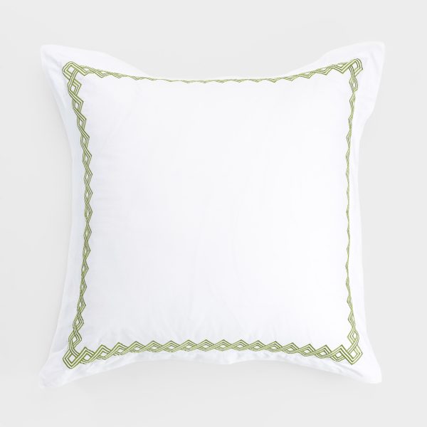 Amity home amalfi sham lemongrass euro   white with geometric embroidered border