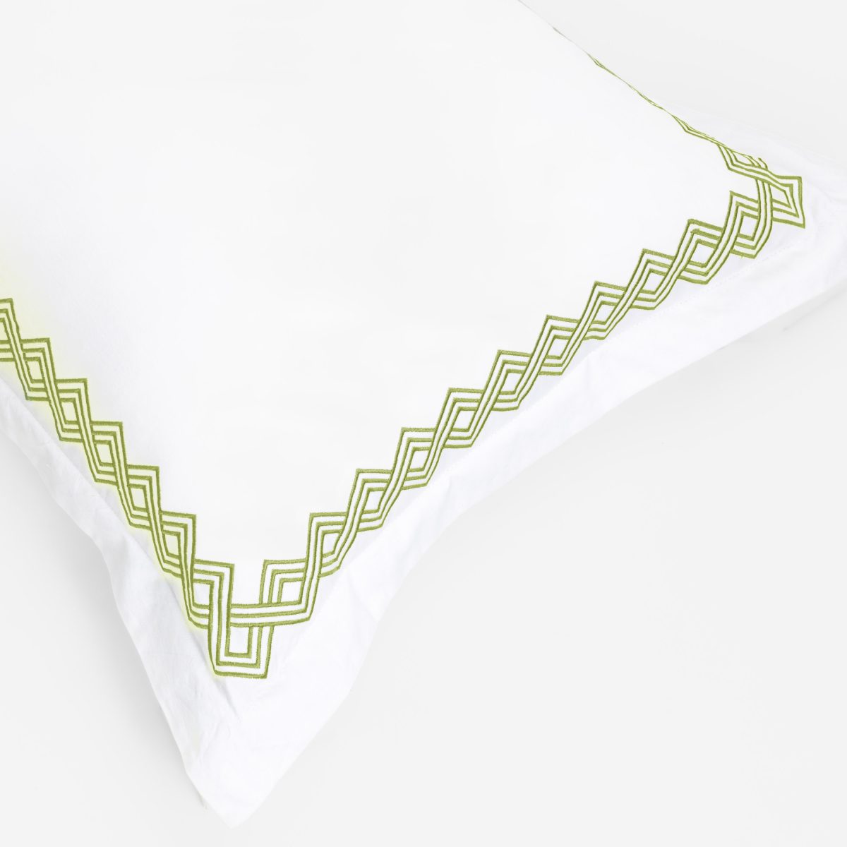 Amity home amalfi duvet cover in whitelemongrass   geometric embroidery