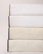 Amity home tyne duvet cover in ivory steel blue   linen texture with contrast piping